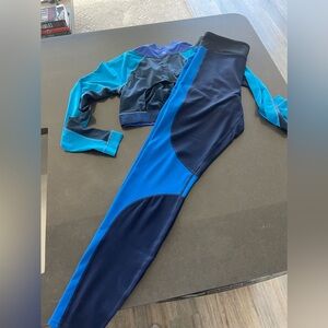 BLUE YOGA SET LEGGINGS AND CROP TOP S/M